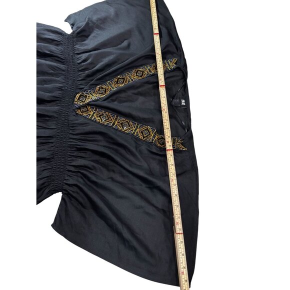 H&M Womens Black Embroidered V-Neck Tunic Size 16 Polyester - Picture 8 of 12